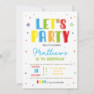Convites Vamos festejar um aniversário colorido