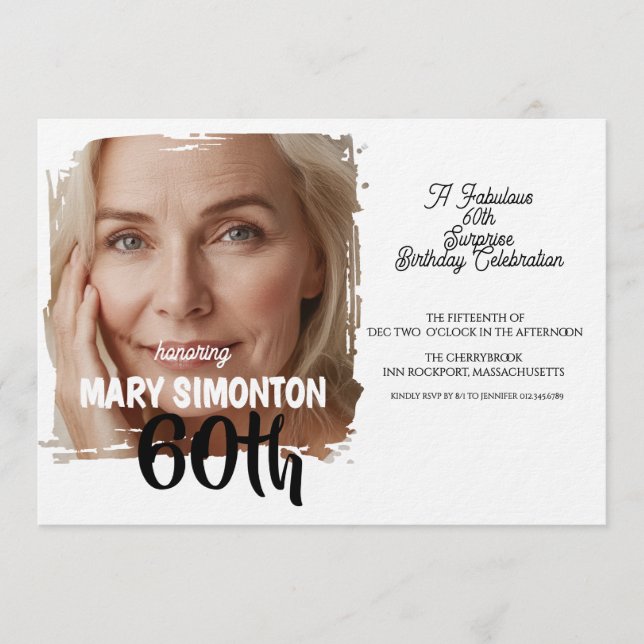 Convites Vamos Festejar! Uma Celebração Surpresa dos 60 Ano (Frente)