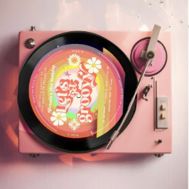 Convites Vamos fica ranhura Retro Vinil Rainbow Daisy