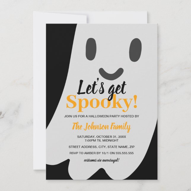 Convites Vamos Ficar Assustador Fantasma Halloween  (Frente)