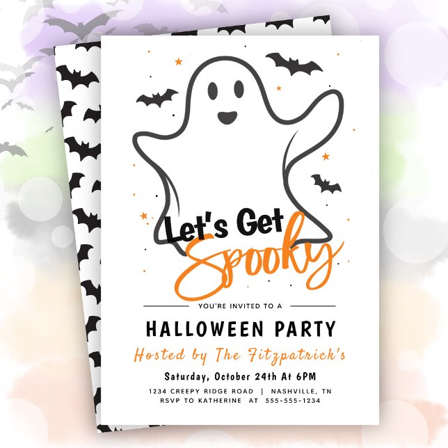 Convites Vamos Ficar Assustadores Festa de Halloween  (Let's Get Spooky Halloween Party Invitation)