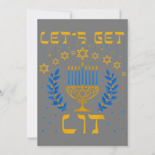 Convites Vamos Ficar Bêbados Camiseta Hanukkah Judeu Menorá