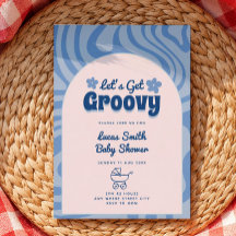 vamos ficar groovy azul retro chá de bebê menino 