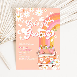Convites Vamos Ficar Groovy Daisy Hippie Aniversário