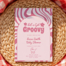 vamos ficar groovy rosa menina retro chá de bebê 