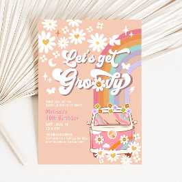 Convites Vamos Ficar Groovy Rosa Van Groovy Daisy Aniversár