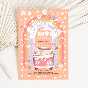 Convites Vamos Ficar Groovy Van Daisy Hippie Aniversário 70
