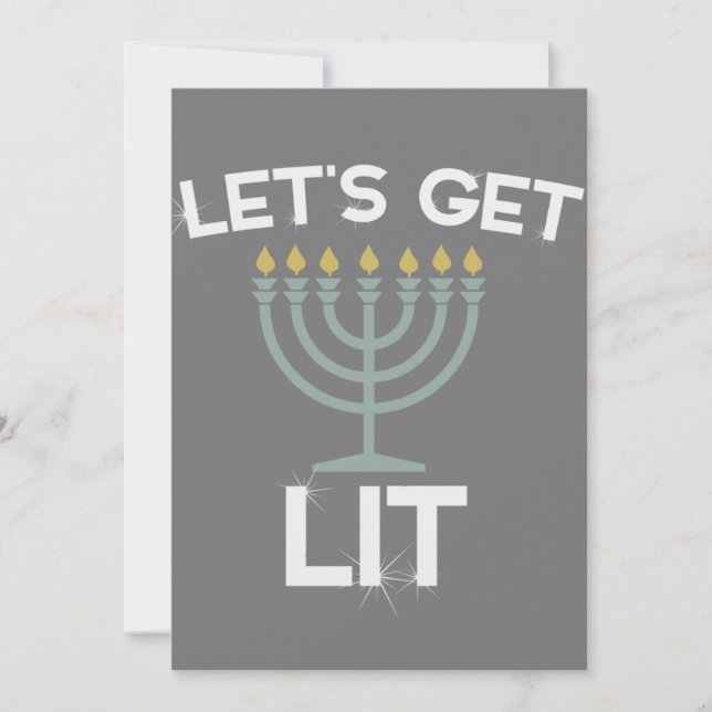 Convites Vamos Ficar Lit Menorah Chanukah (Frente)
