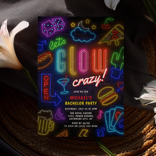 Convites Vamos Ficar LOUCOS com GLOW' Festa de Despedida de (Criador carregado)