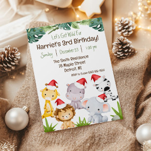 Convites Vamos Ficar Selvagens! Animais de Safari de Natal 