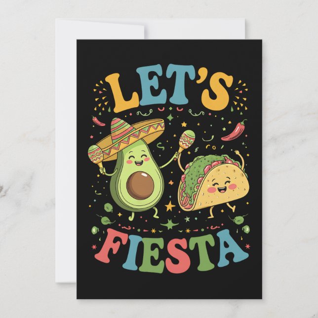Convites Vamos Fiesta Avocado E Tacos Cinco De Mayo (Frente)