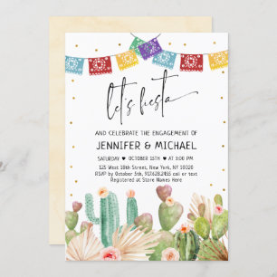 Convites Vamos Fiesta Cactus - Noivado Suculento