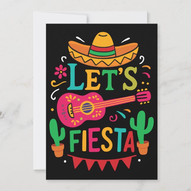 Convites Vamos Fiesta - Estilo do Partido Mexicano Brilhant (Frente)