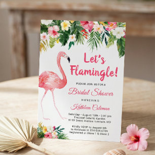 Convites Vamos Flamingle Chuveiro de Noiva Floral Tropical