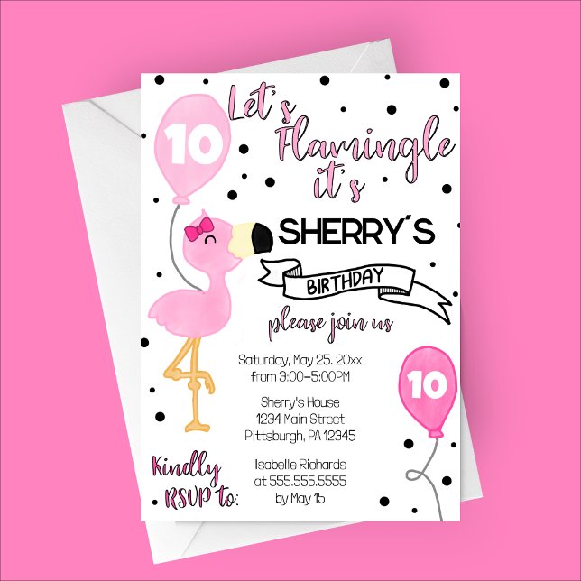 Convites Vamos Flamingle Flamingo Festa de aniversário (Let's Flamingle Birthday Party Invitation | Summer Birthday)