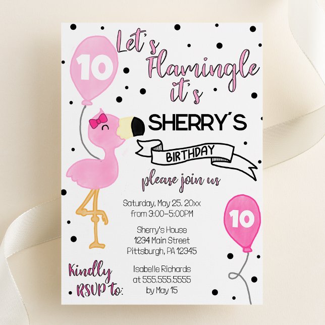 Convites Vamos Flamingle Flamingo Festa de aniversário (Criador carregado)
