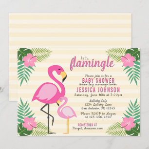 Convites Vamos Flamingle Pink Flamingo Chá de fraldas