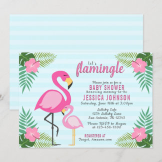 Convites Vamos Flamingle Pink Flamingo Chá de fraldas
