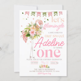 Convites Vamos Flamingle primeiro aniversario Invitation, F