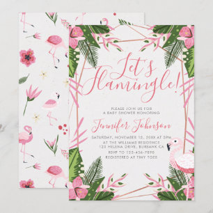 Convites Vamos Flamingle Tropical Flamingo Chá de fraldas