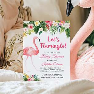 Convites Vamos Flamingle Tropical Floral Chá de fraldas