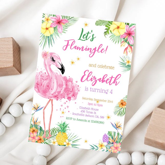 Convites Vamos Flamingo Flamingle Aniversário Tropical (Criador carregado)