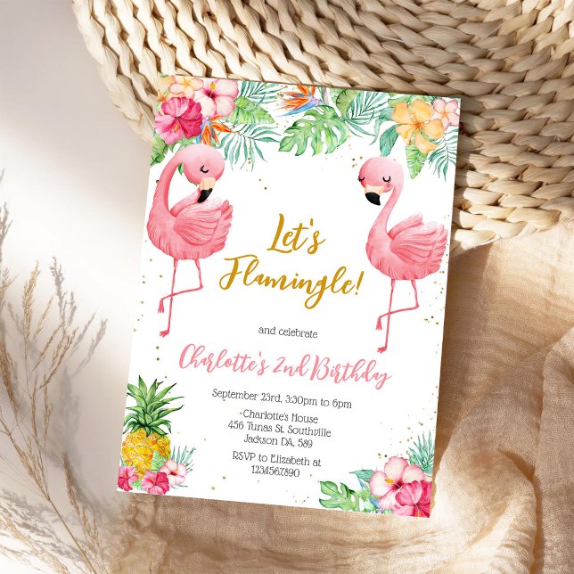 Convites Vamos Flamingo Flamingle Aniversário Tropical (Criador carregado)