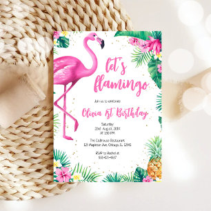 Convites Vamos Flar Aniversário Tropical Menina Rosa