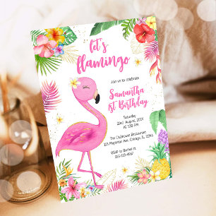 Convites Vamos Flar Aniversário Tropical Menina Rosa