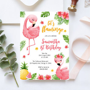 Convites Vamos Flaranjolar Rosa Menina Aniversário Tropical