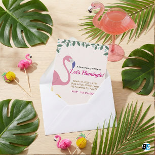 Convites Vamos Flertar Rosa Tropical Flamingo Divórcio P