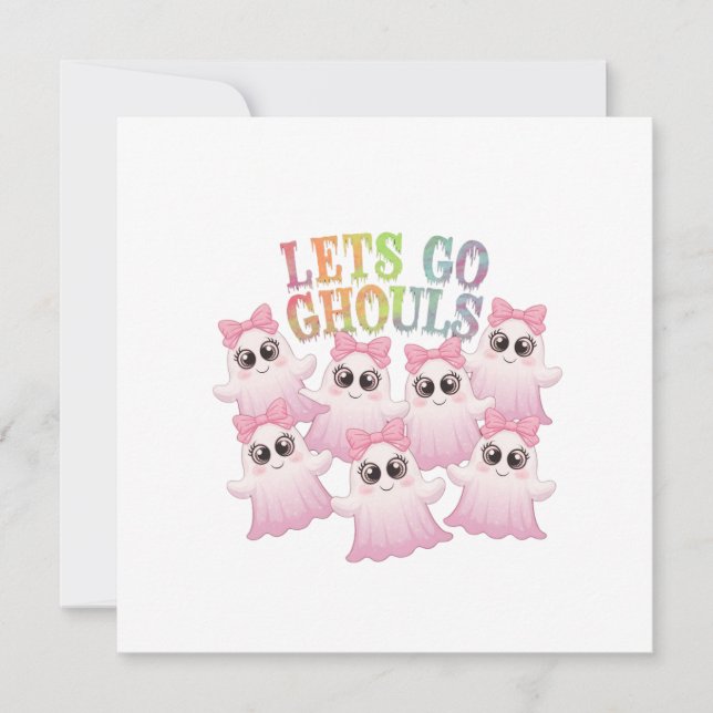 Convites Vamos Ghouls - Bonitinho e Dia de as Bruxas engraç (Frente)