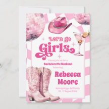 Vamos Go Girl Pink Cowgirl Bachelorette Itinerário