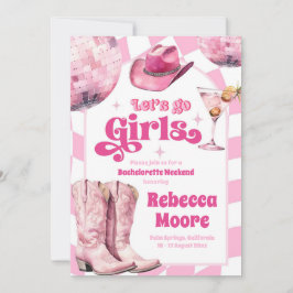 Convites Vamos Go Girl Pink Cowgirl Bachelorette Itinerário