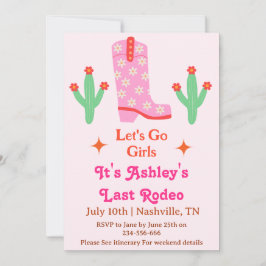 Convites Vamos Go Girls Pink Cowgirl Festa de solteira