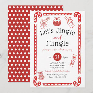 Convites Vamos Jingle e Mingle na Festa de Férias Red Doodl
