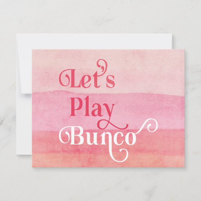 Convites Vamos Jogar Bunco Rosa Moderno (Frente)