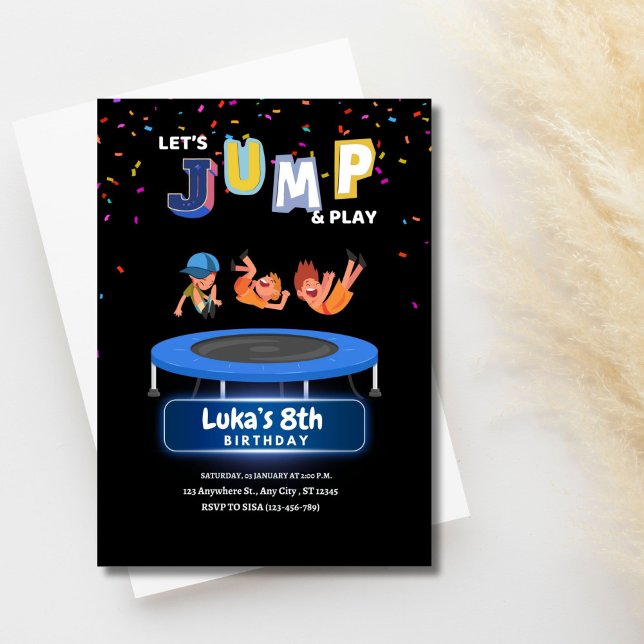 Convites Vamos JUMP e Tocar Aniversário (Let's Jump and Play Birthday Invites)