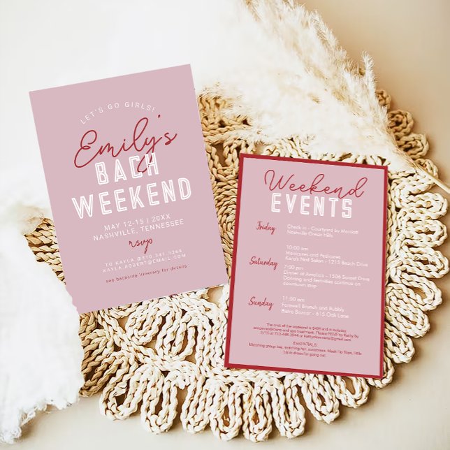 Convites Vamos Lá Garotas Despedida de Solteira Rosa e Verm (Criador carregado)