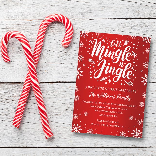 Convites Vamos mingle e jingle christmas party red white (Criador carregado)