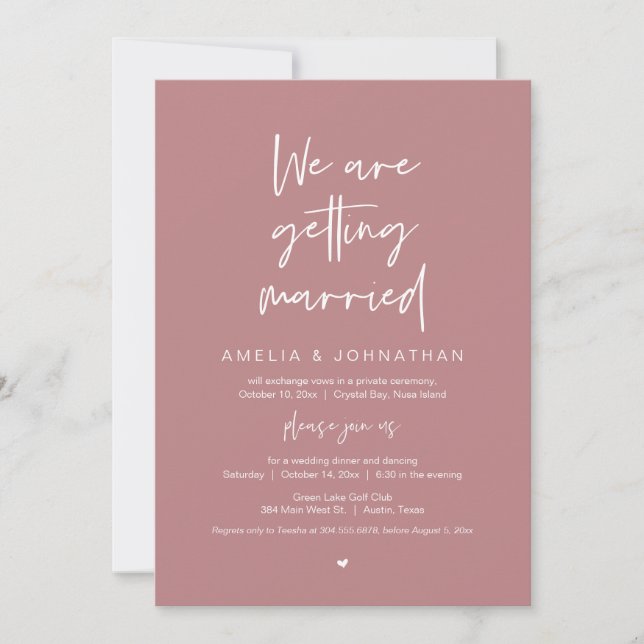 Convites Vamos nos casar, Elopement Janta Dançando (Frente)