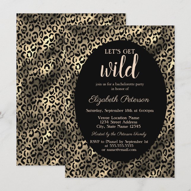 Convites Vamos Obter Bachelorette de Impressão do Leopard D (Frente/Verso)