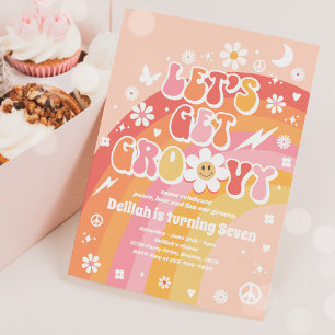 Convites Vamos Obter Festa de aniversário Groovy Hippie Rai