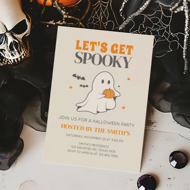 Convites Vamos Obter Festa de Halloween Fantasma Spooky (Let's Get Spooky Halloween Party Invitation)
