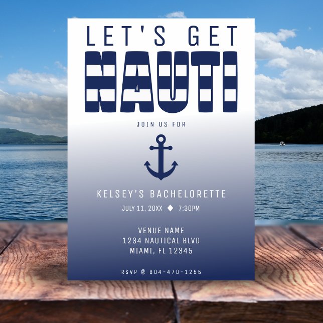 Convites Vamos Obter Festa de solteira Nauti (Let's Get Nauti Bachelorette Party Invitation
)