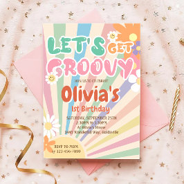 Convites Vamos Obter Groovy Retro Boho Sunshine Aniversário