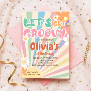Convites Vamos Obter Groovy Retro Boho Sunshine Aniversário