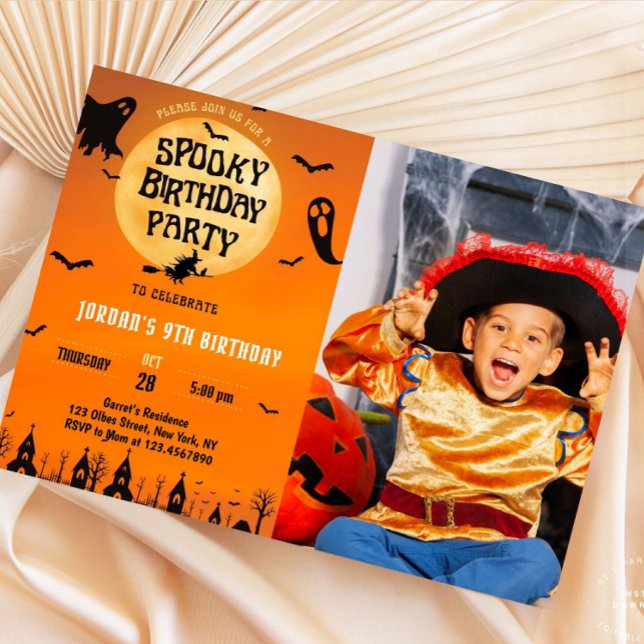 Convites Vamos Obter Maldito Halloween Qualquer Foto De Ida (photo, lets get spooky, halloween birthday party, birthday party invitations, halloween theme, costu)