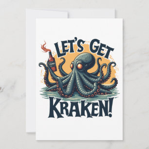 Convites Vamos Obter Octopus De Bebendo De Rum Funny Kraken
