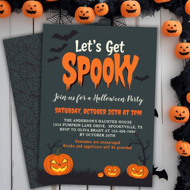 Convites Vamos Obter Vintage Spooky Festa de Halloween (Let's Get Spooky Vintage Retro Halloween Party Invitation)